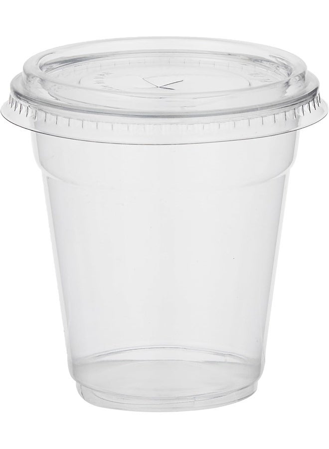 SNH Packing [Pack of 50] Plastic Juice Cup 8 Ounce With Lid Strong Ideal For Iced Coffee Smoothies Bubble Boba Tea Milkshakes Frozen Cocktails 25 Pieces - Image 2